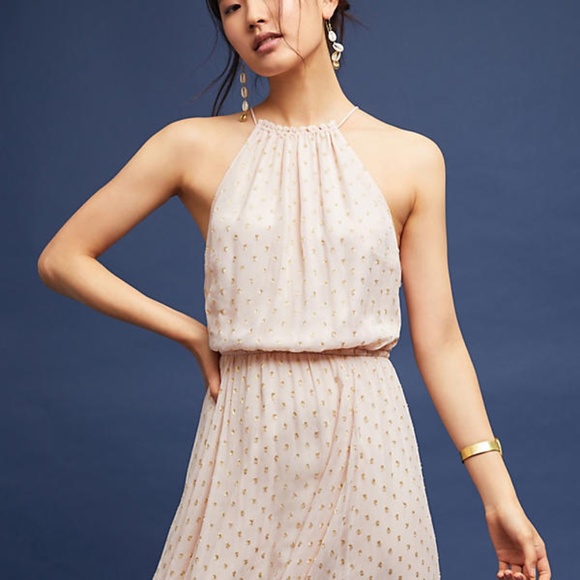 Anthropologie Blushed Metallic Halter Dress - Picture 6 of 8